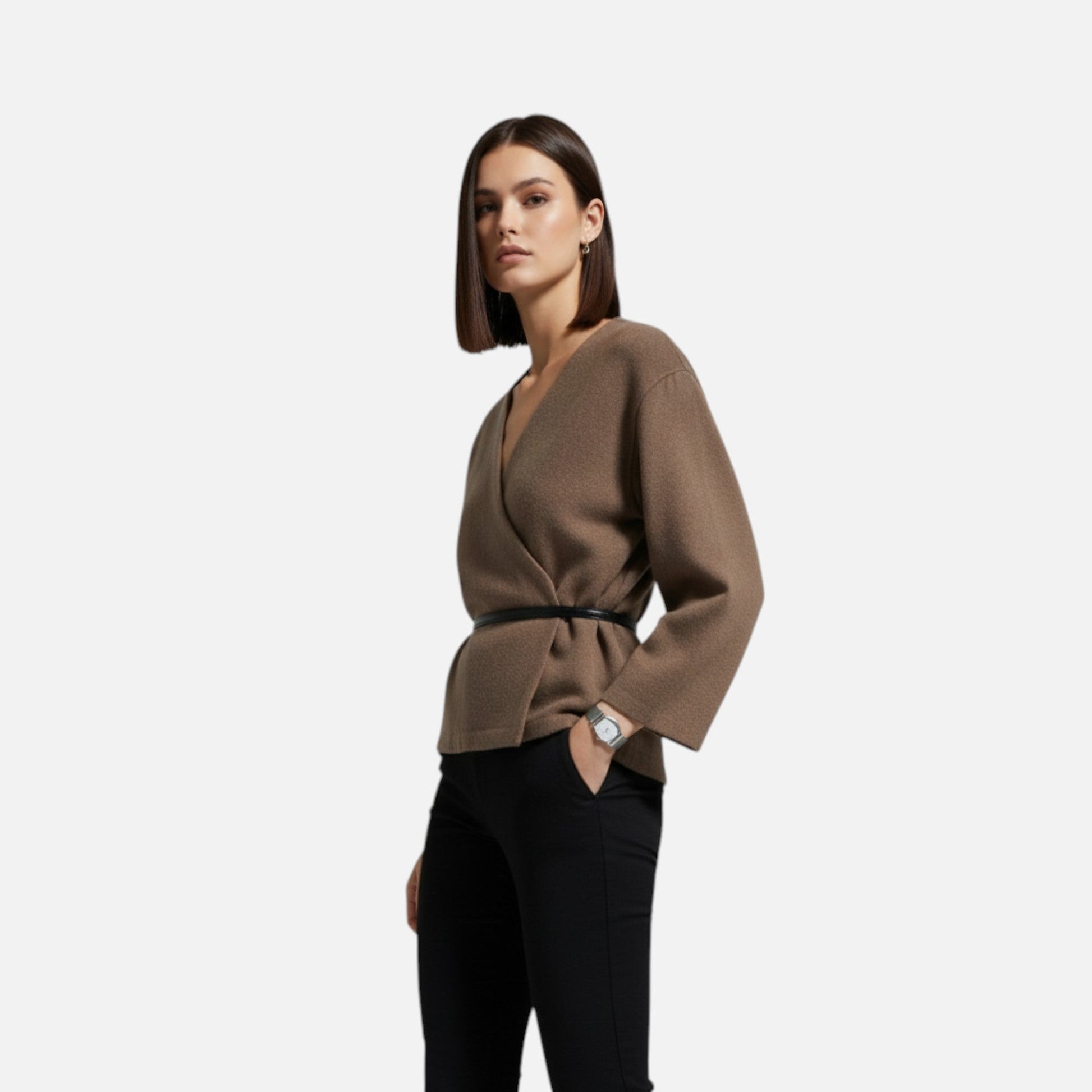 Women's Elegant Wrap Sweater with Belt - Samberule