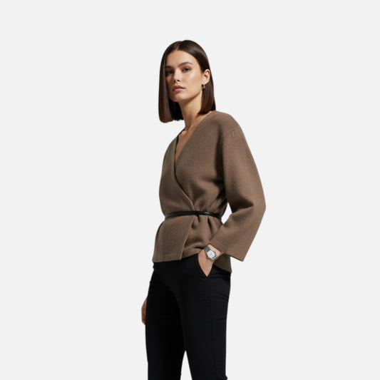 Women's Elegant Wrap Sweater with Belt - Samberule