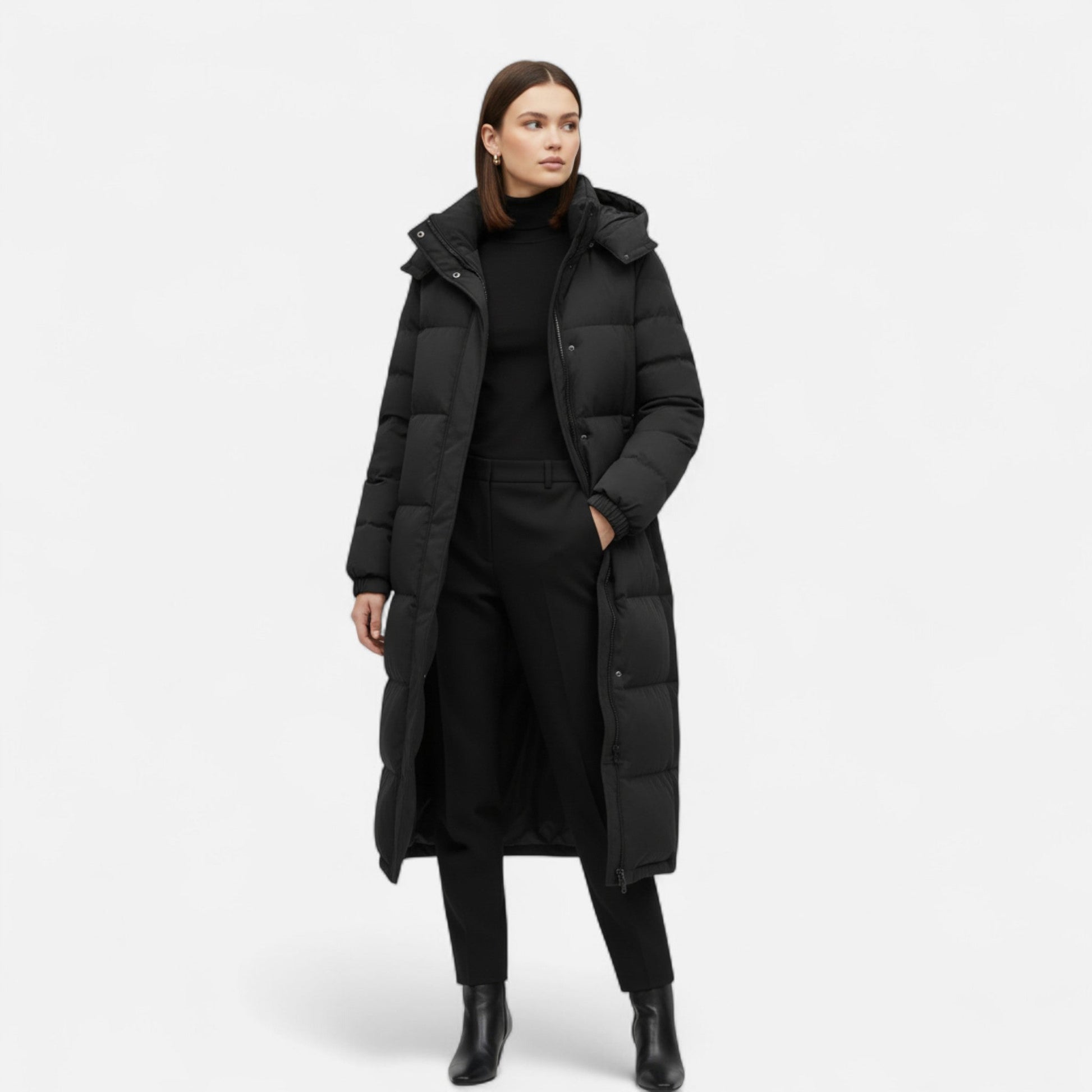 Unisex Long Hooded Puffer Jacket - Samberule