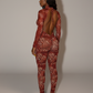 KHIONE Leopard Print Mock Neck Jumpsuit