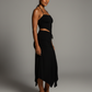 JESS Halter Crop Top & Ruched Midi Skirt Set