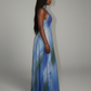 REBECCA High Neck Watercolor Maxi Dress