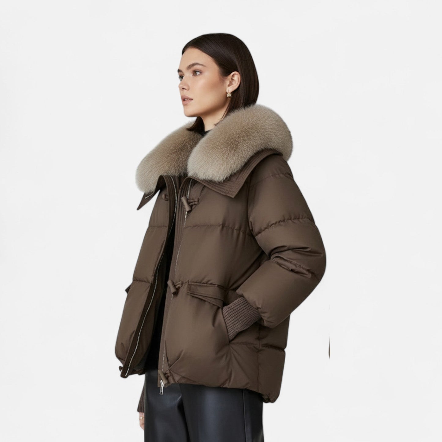 Women’s Puffer Jacket with Fur-Collar - Samberule