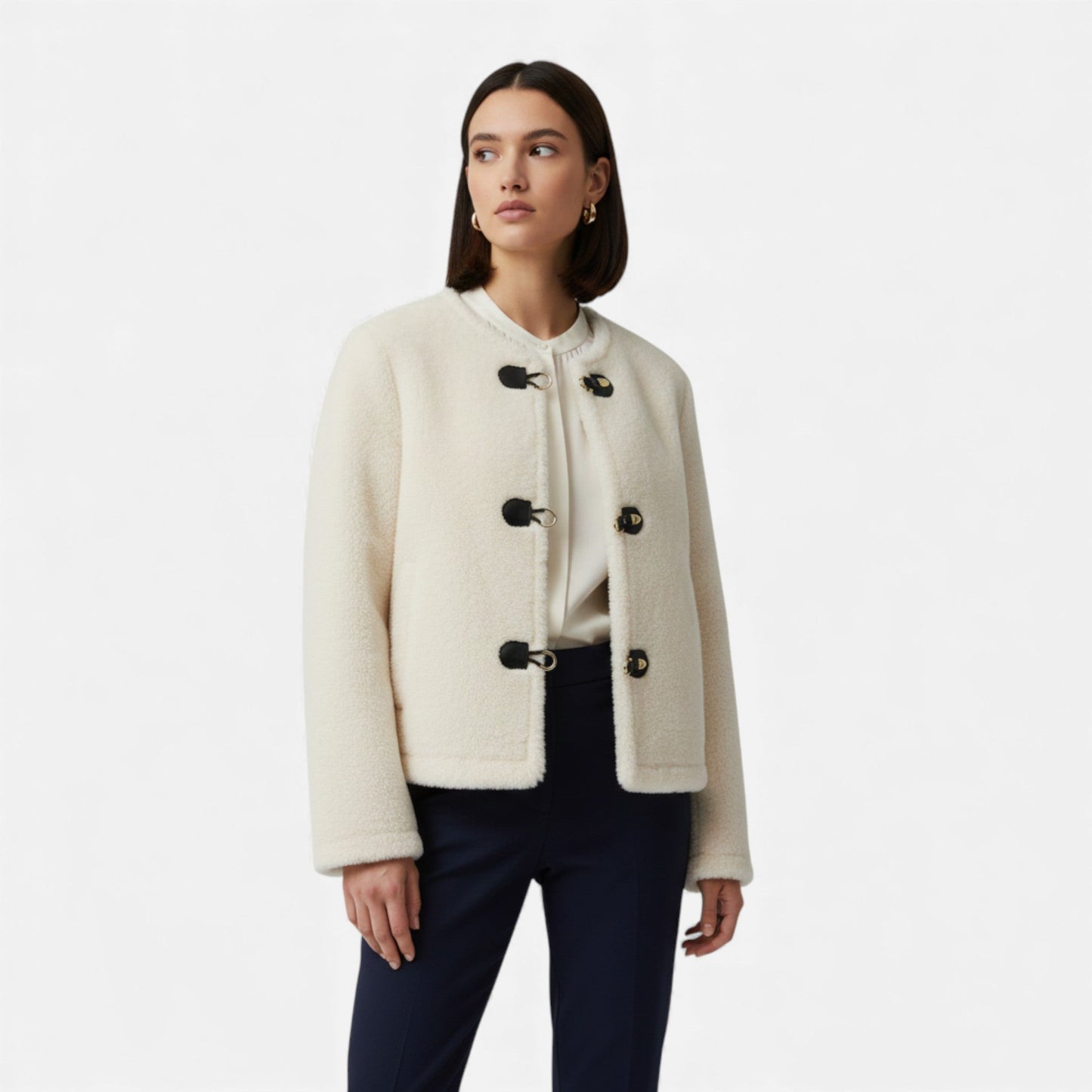 Women’s Faux Fur Jacket with Toggle Buttons - Samberule