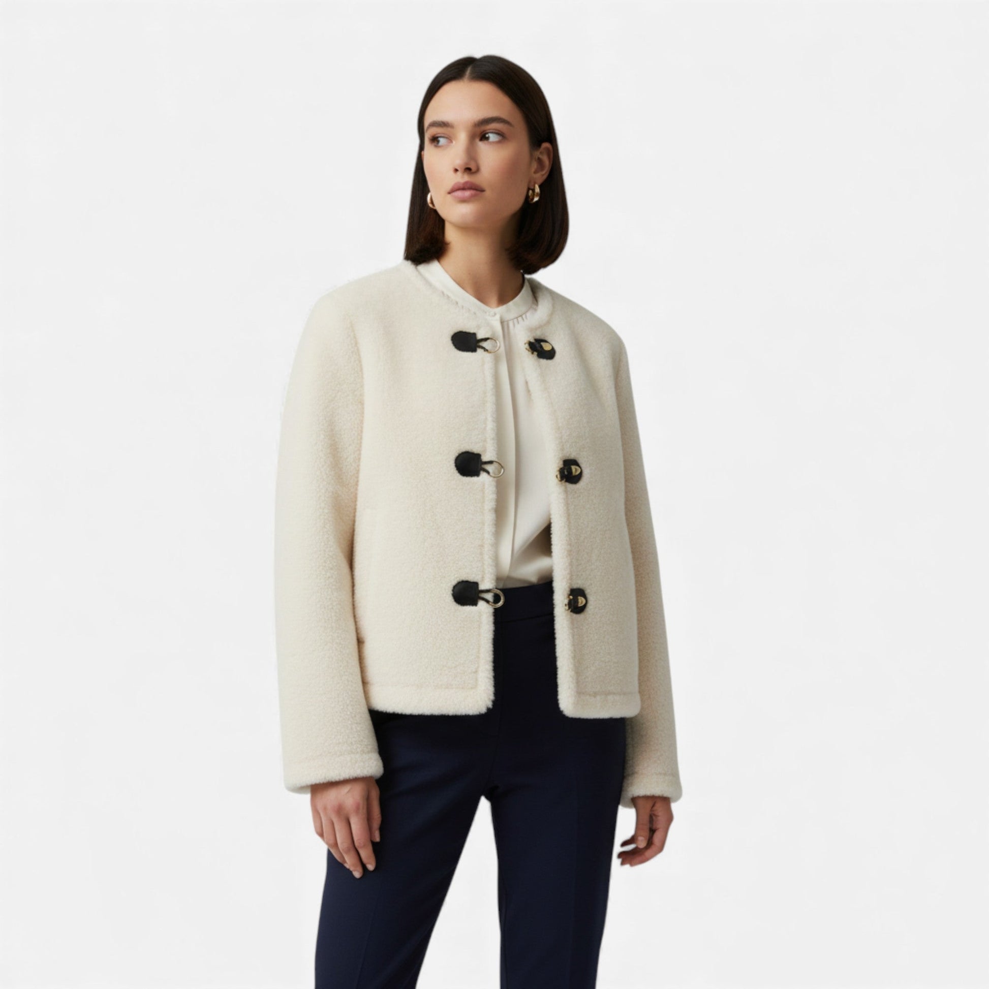 Women’s Faux Fur Jacket with Toggle Buttons - Samberule