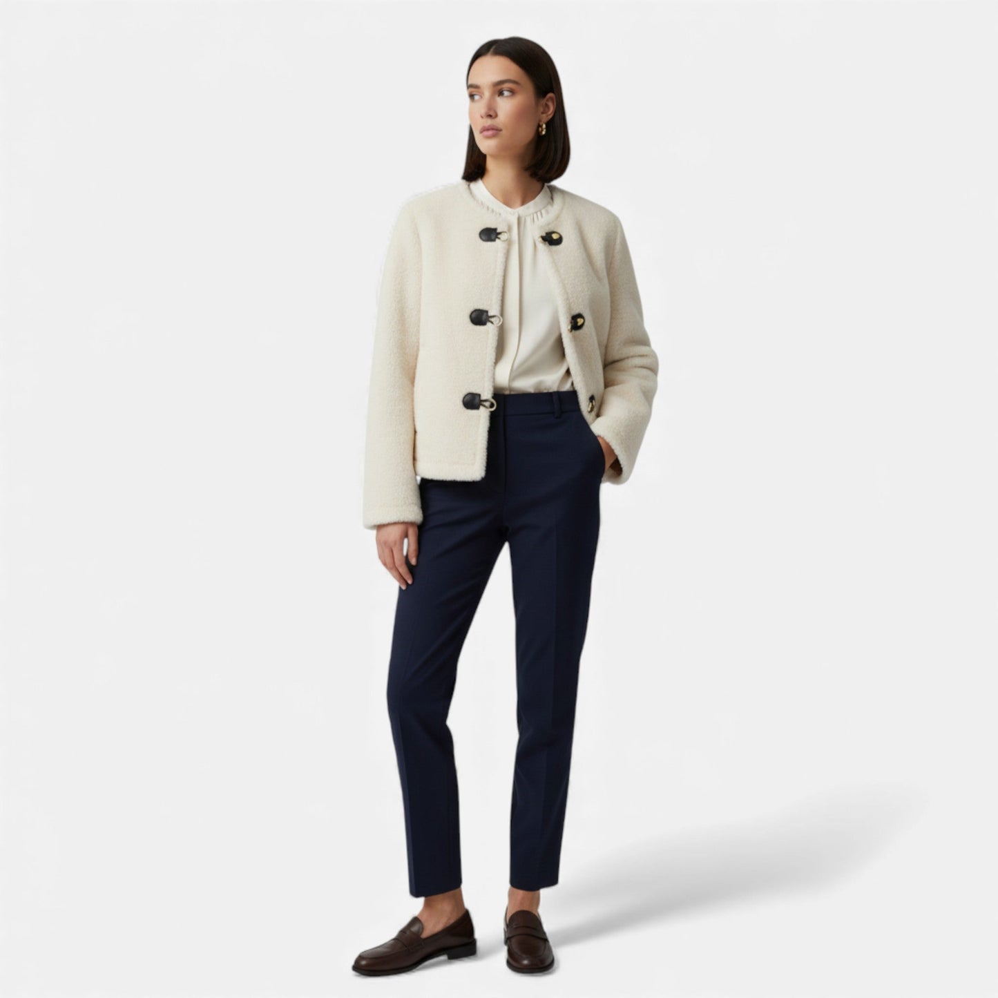 Women’s Faux Fur Jacket with Toggle Buttons - Samberule