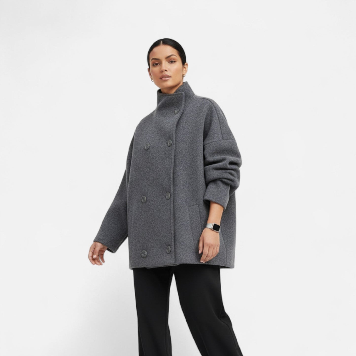 Women's Short Coat with Chic High Collar - Samberule