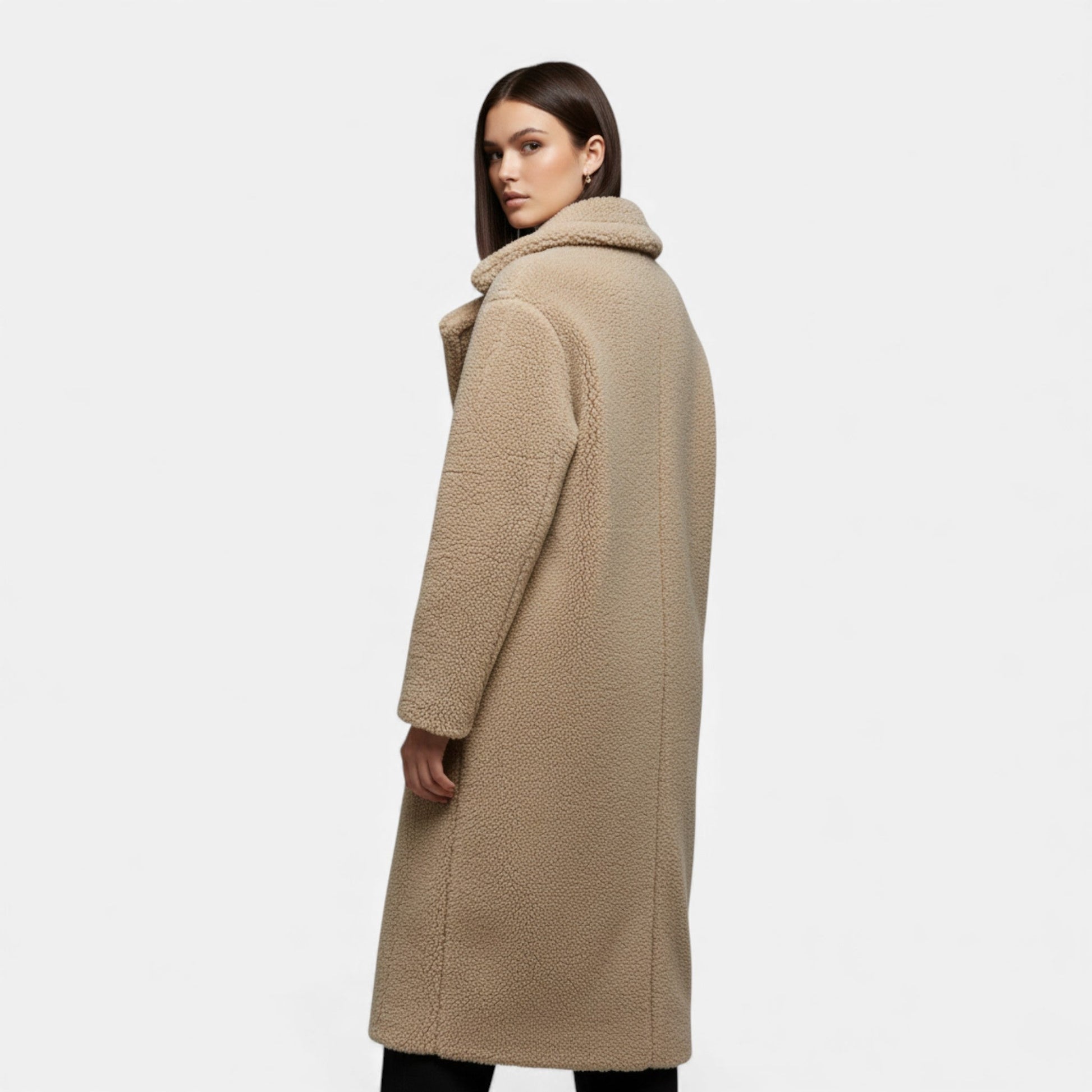 Women’s Long Winter Coat with Turn-Down Collar - Samberule
