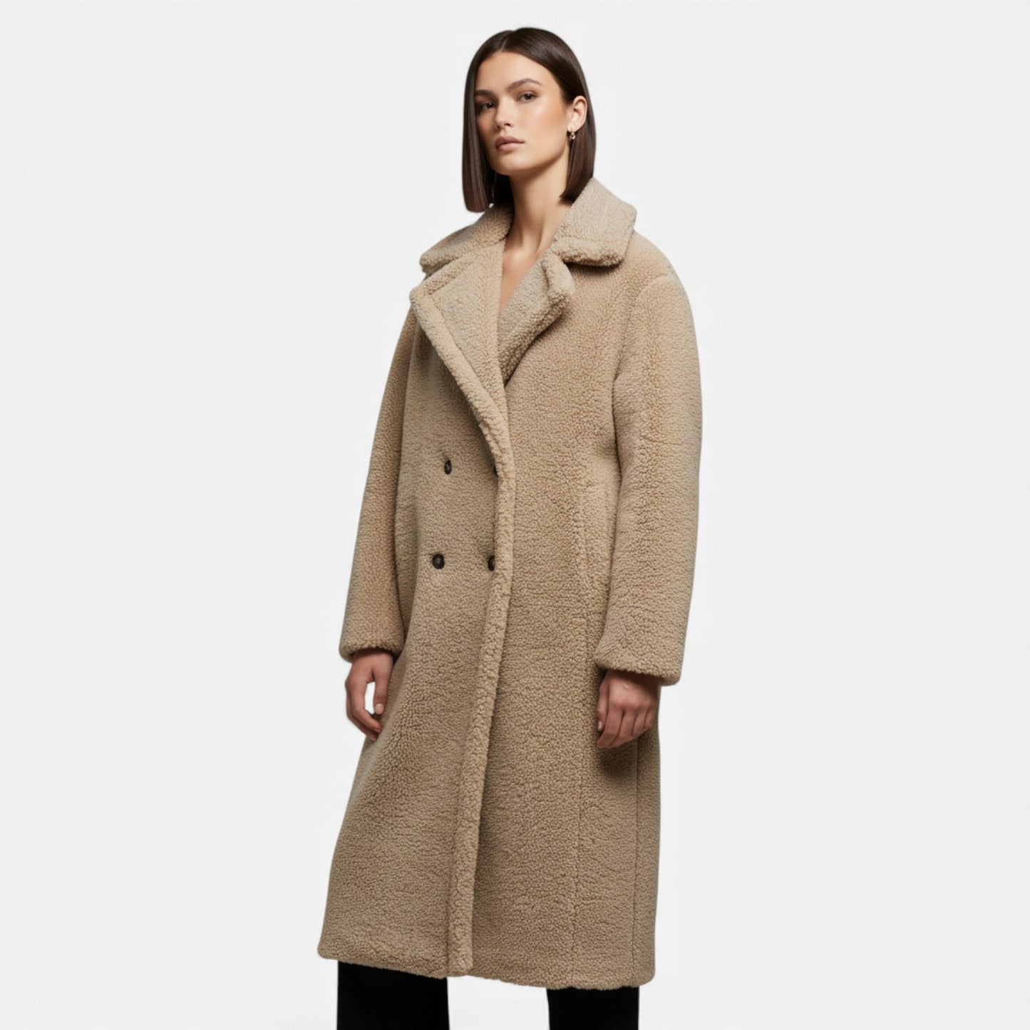 Women’s Long Winter Coat with Turn-Down Collar - Samberule