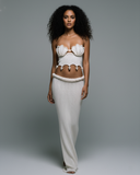 POSIE Crochet Pearl Detail Strapless Top & Maxi Skirt Set