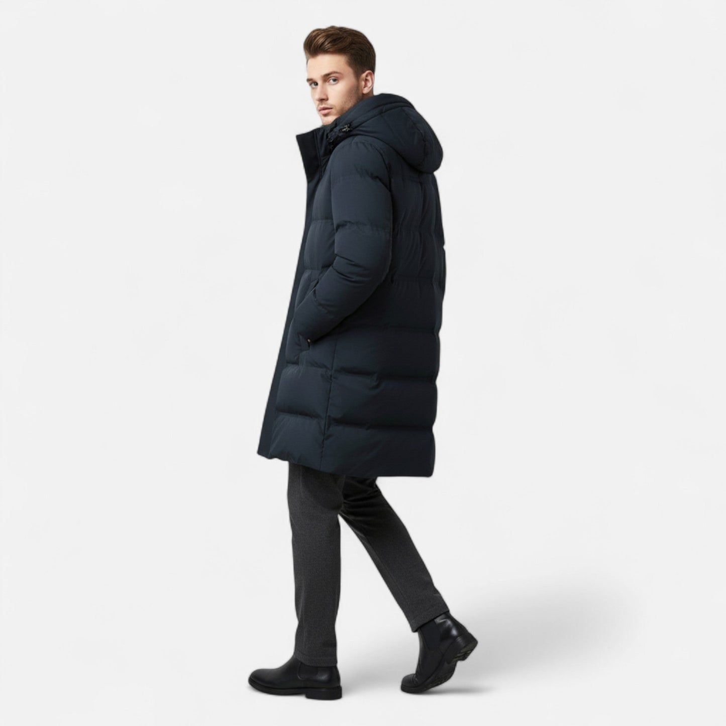 Men's Luxury Hooded Down Parka – Insulated Winter Elegance