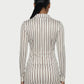 AVENYA Striped Long-Sleeved Shirt & Mini Skirt Set