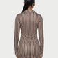 AVENYA Striped Long-Sleeved Shirt & Mini Skirt Set