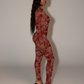 KHIONE Leopard Print Mock Neck Jumpsuit