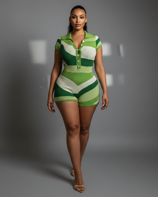 ELLAY Knit Abstract Print Romper