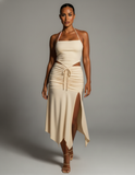 JESS Halter Crop Top & Ruched Midi Skirt Set