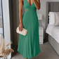Caroline - Elegant V-Neck Pleated Skirt Dress for Women - Samberule
