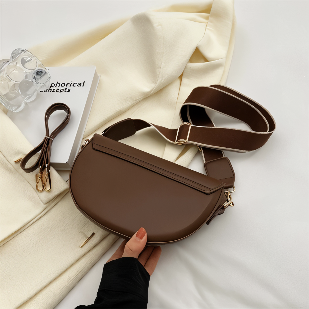 Emma - Vegan Leather Curved Flap Crossbody Bag - Samberule