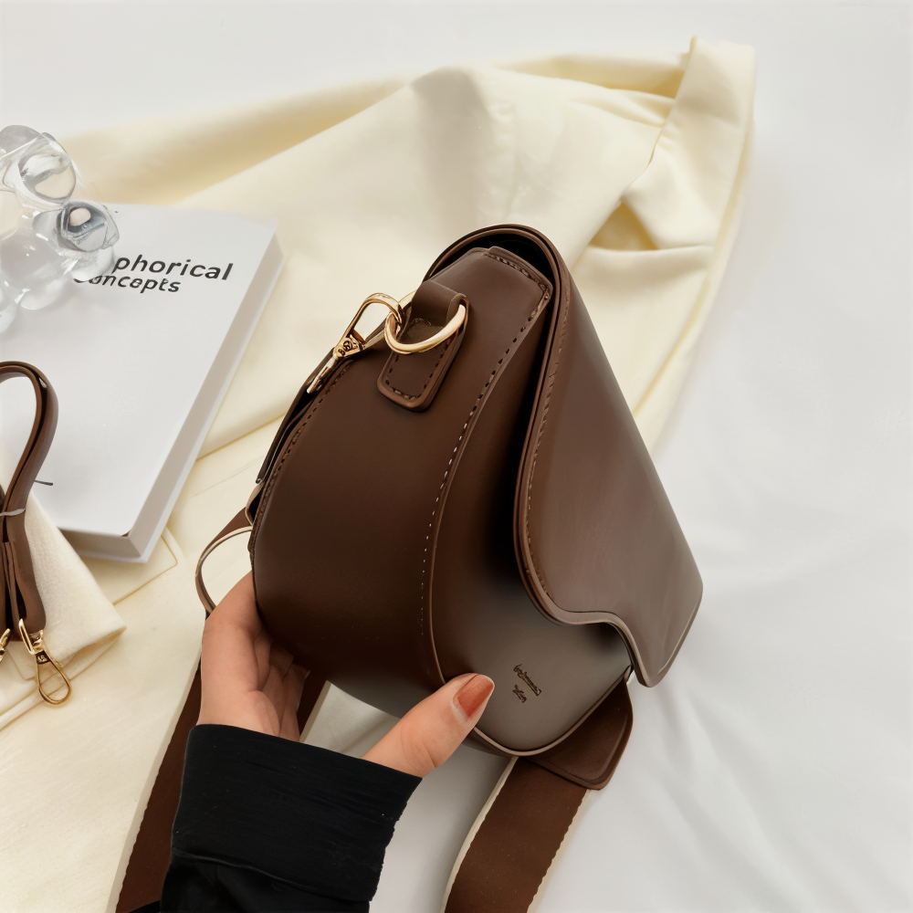 Emma - Vegan Leather Curved Flap Crossbody Bag - Samberule