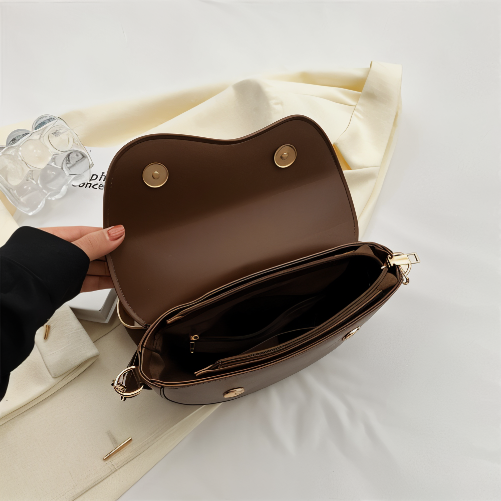 Emma - Vegan Leather Curved Flap Crossbody Bag - Samberule