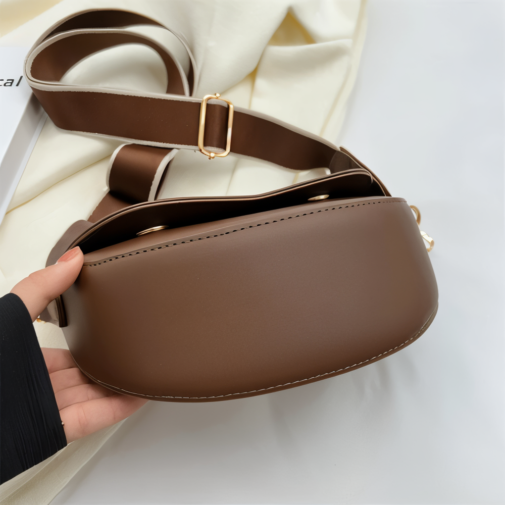 Emma - Vegan Leather Curved Flap Crossbody Bag - Samberule