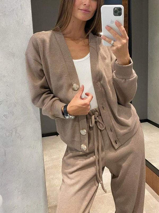 Kylie | Women’s Relaxed Cardigan With Drawstring Pants - Samberule