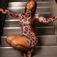 JAMILA Leopard Print Mini Bodycon Dress