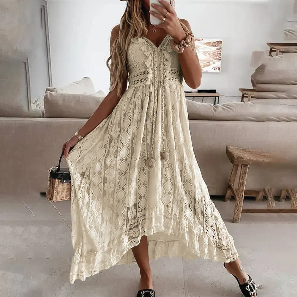 Maya - Boho Lace Maxi Dress - Samberule