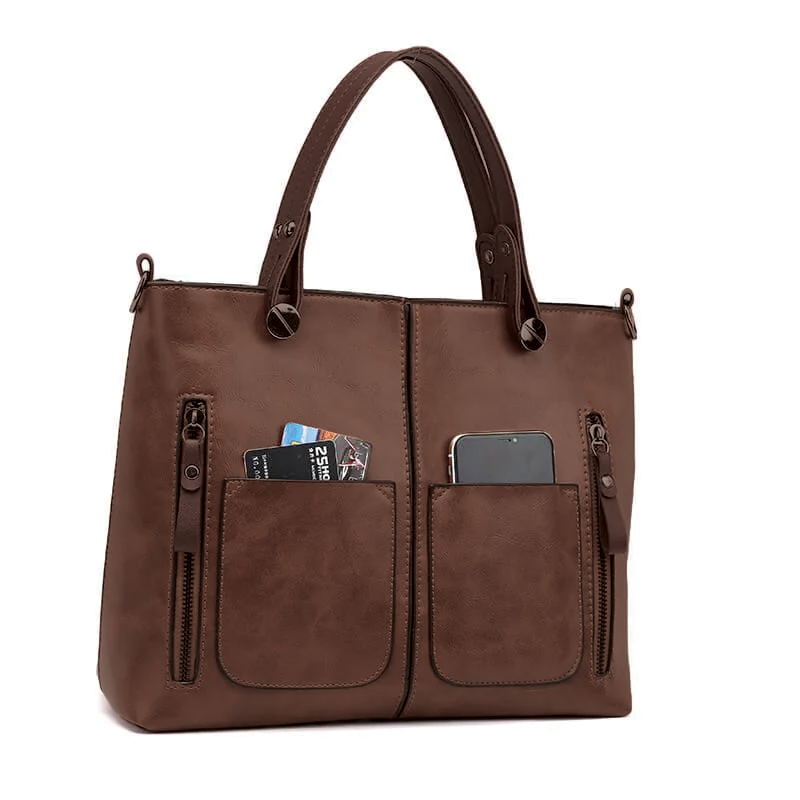 Delilah - Vegan Leather Structured Tote Handbag - Samberule