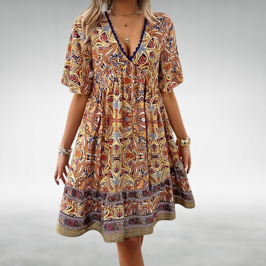 Lila | Women Summer Boho Paisley Mini Dress - Samberule