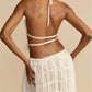Pleated Drawstring Charm Waist Tiered Maxi Skirt