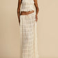 Pleated Drawstring Charm Waist Tiered Maxi Skirt