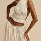 Pleated Drawstring Charm Waist Tiered Maxi Skirt
