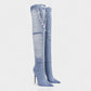KACY Denim High-Rise Stiletto Boots