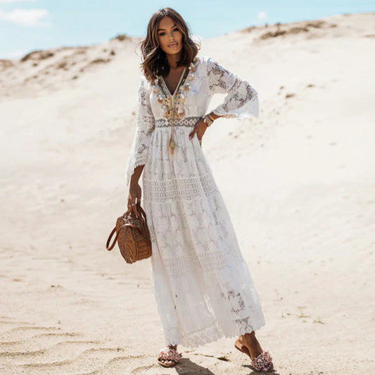 Jessica | Women’s Summer Bohemian Long Sleeve Maxi Dress - Samberule