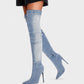 KACY Denim High-Rise Stiletto Boots