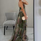 Elegant Painted Floral Print V-Neck A-Line Maxi Dress