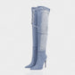 KACY Denim High-Rise Stiletto Boots