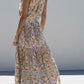 Exquisite Satin Ocean Treasure Print Maxi Dress