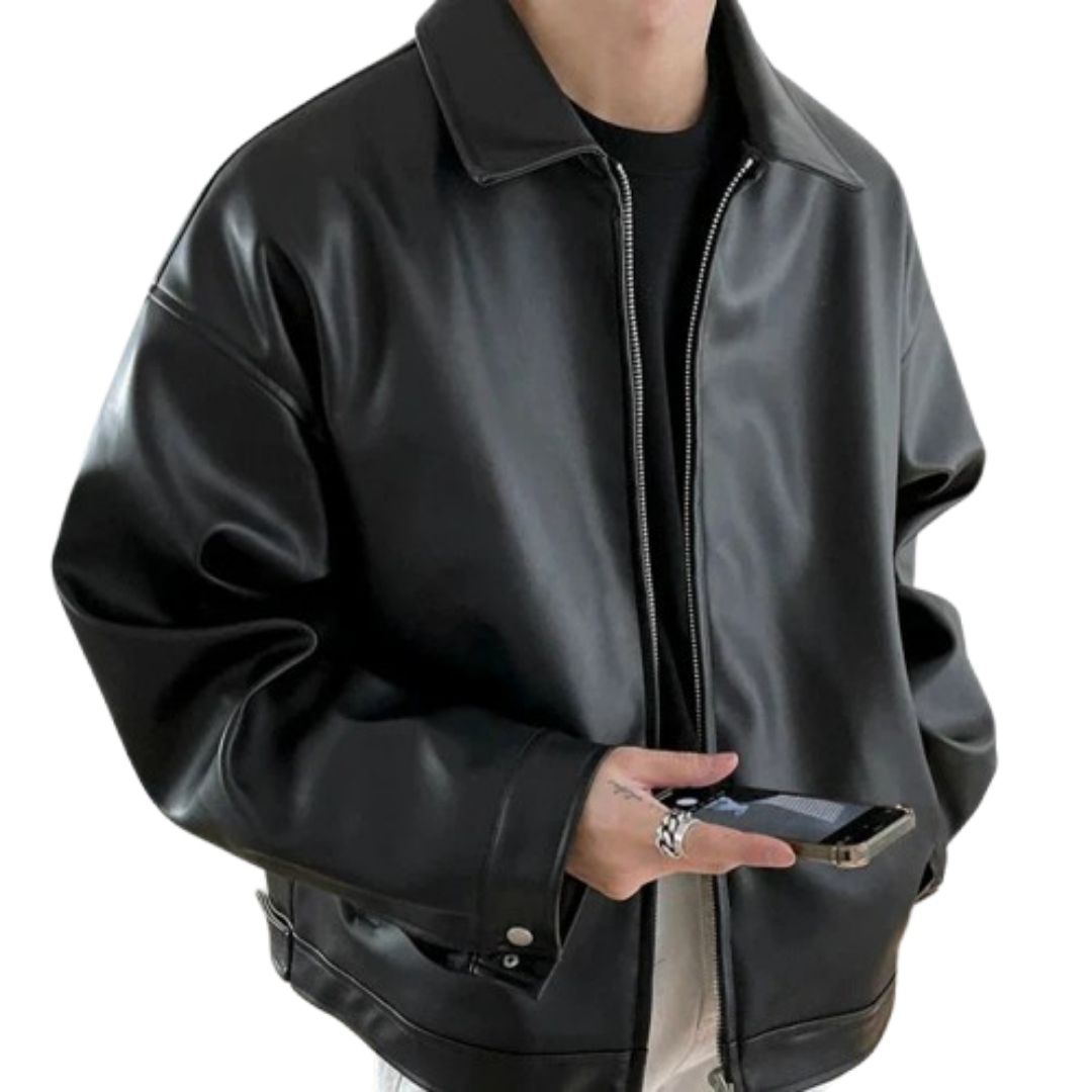 Colton | Men’s Oversized Leather Bomber Jacket - Samberule