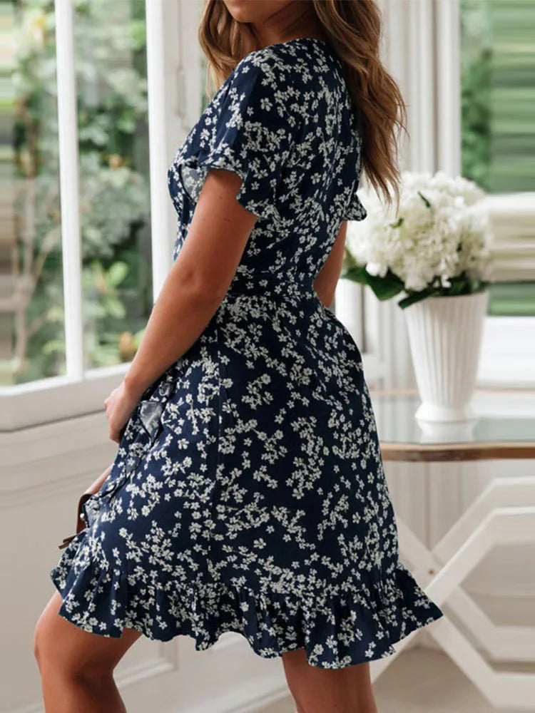 Gianna - Floral Wrap Mini Dress - Samberule