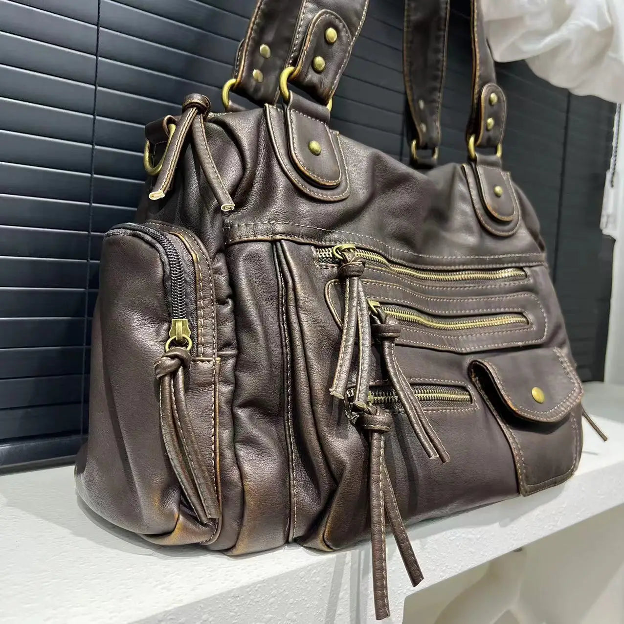 Brenda - Vegan Leather Shoulder Satchel Bag - Samberule