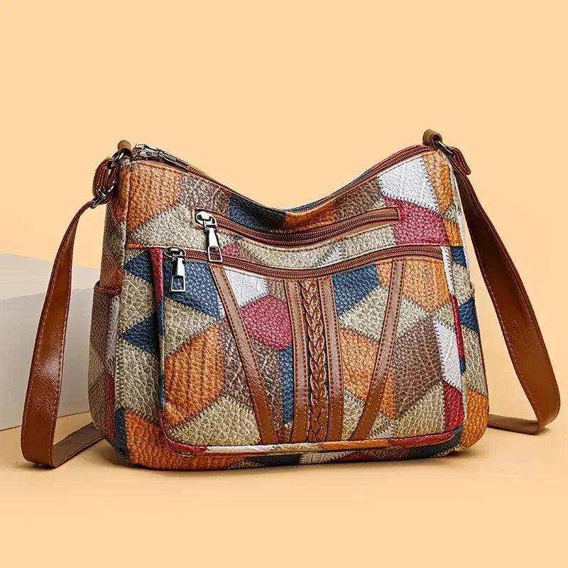 Pamela - Vegan Leather Patchwork Shoulder Bag - Samberule