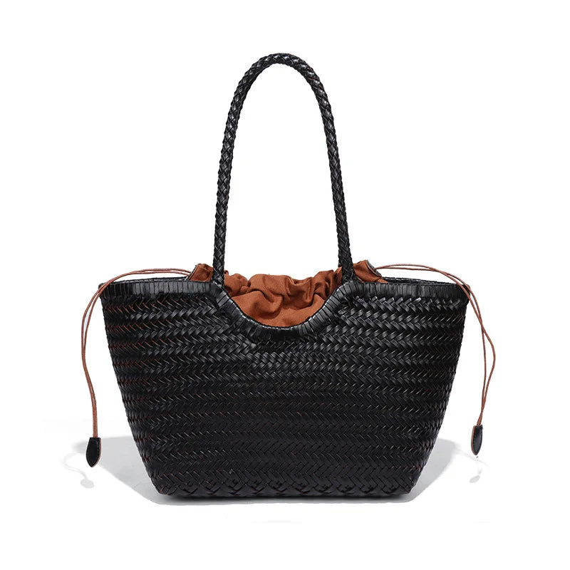 Kathy - Leather Woven Tote Bag - Samberule