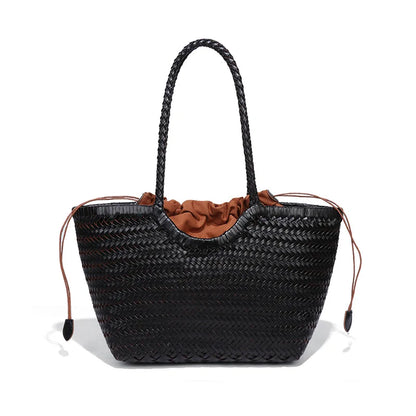 Kathy - Leather Woven Tote Bag - Samberule