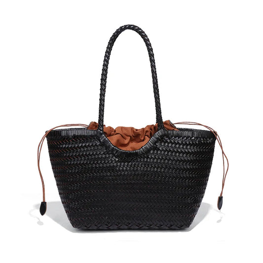 Kathy - Leather Woven Tote Bag - Samberule