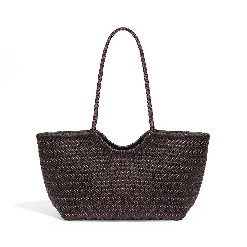 Kathy - Leather Woven Tote Bag - Samberule