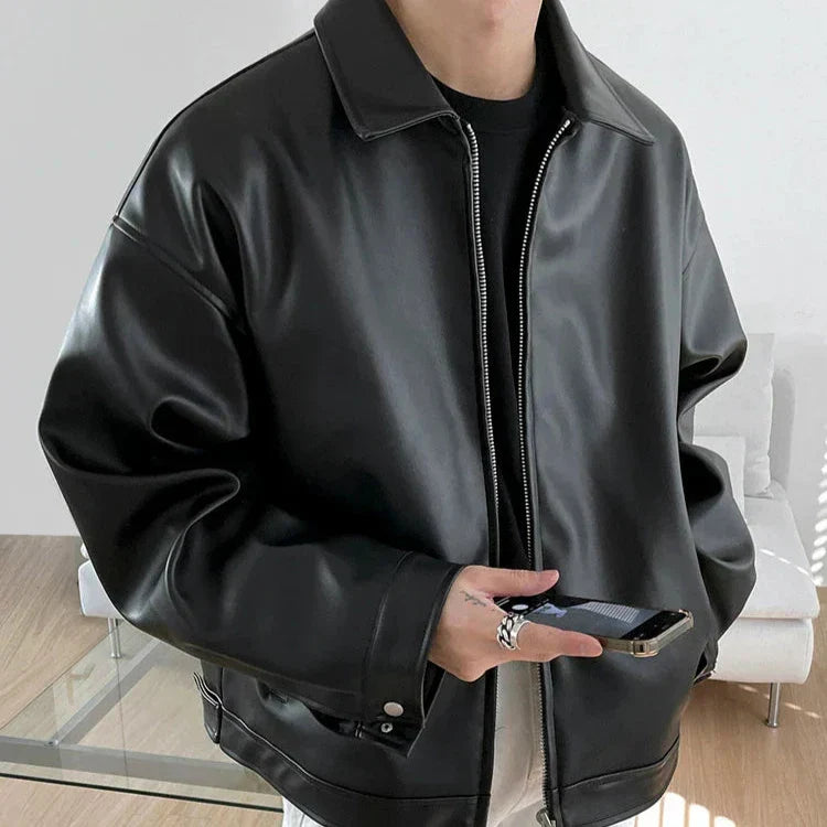 Colton | Men’s Oversized Leather Bomber Jacket - Samberule