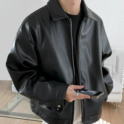Colton | Men’s Oversized Leather Bomber Jacket - Samberule
