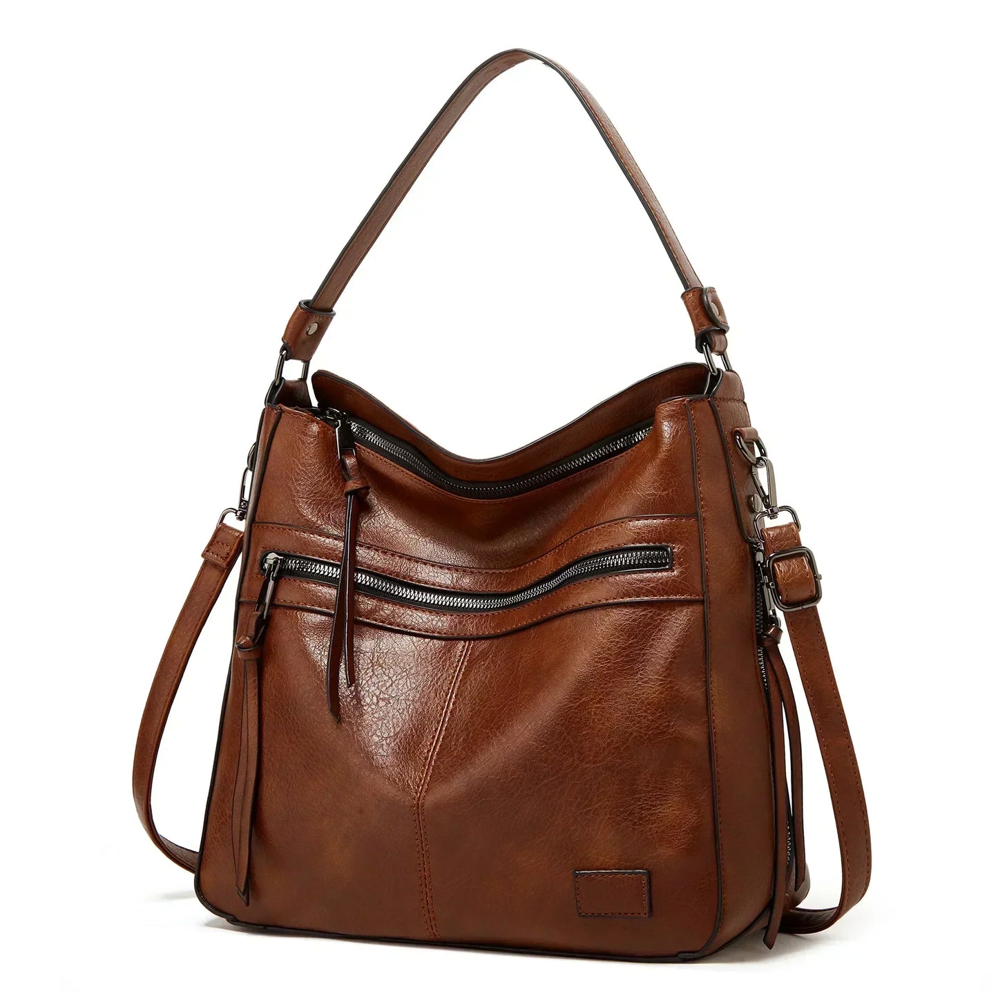 Maureen - Leather Slouchy Hobo Bag - Samberule